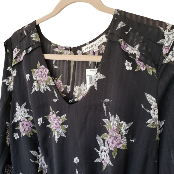 Heartloom Long Sleeve Ruffled Floral Chiffon Shutter Skirt Mini Dress - Picture 7 of 13